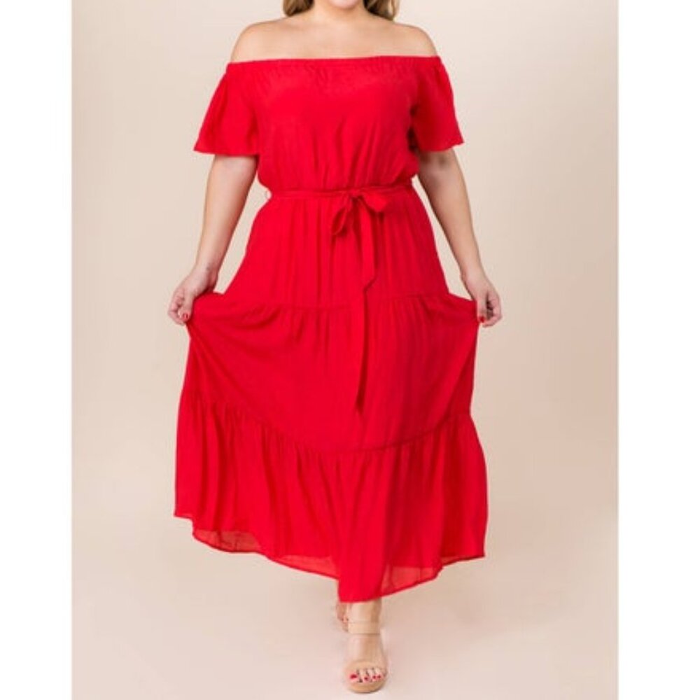 Winslow Plus Size Red Off the Shoulder Maxi NWT
